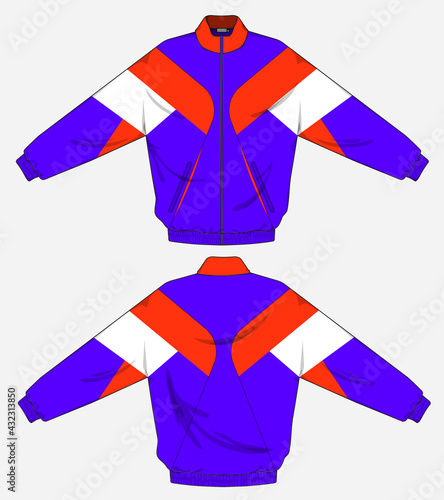 retro vintage windbreaker hoodie jacket template