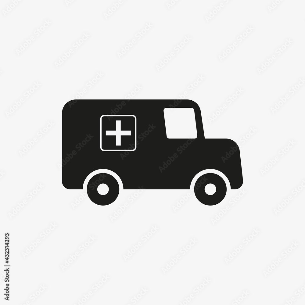 Ambulance car icon isolated on white background. Hospital emergency transport symbol. Healthcare concept. Ambulance car icon isolated on white background. Hospital emergency transport symbol. Healthcare concept.