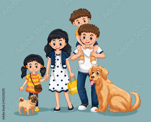 Happy family member cartoon character
