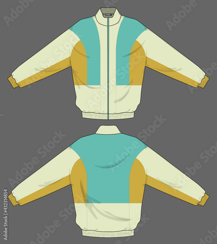 retro vintage windbreaker hoodie jacket template
