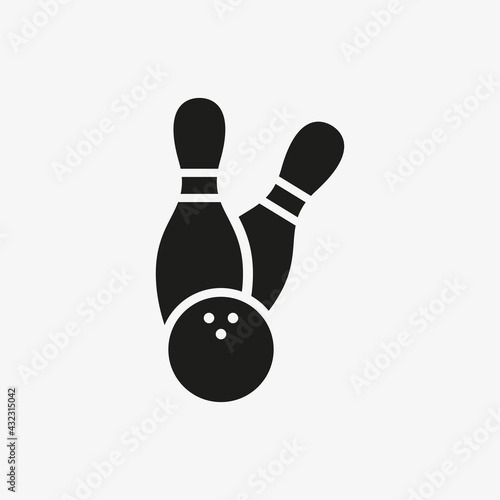 Bowling icon, ball and pins. Sports and recreation concept.