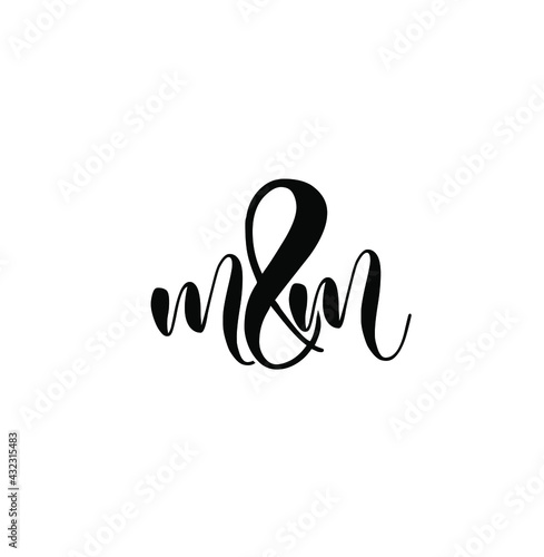 M and M company initial letters monogram. M and M letters logo in black color.