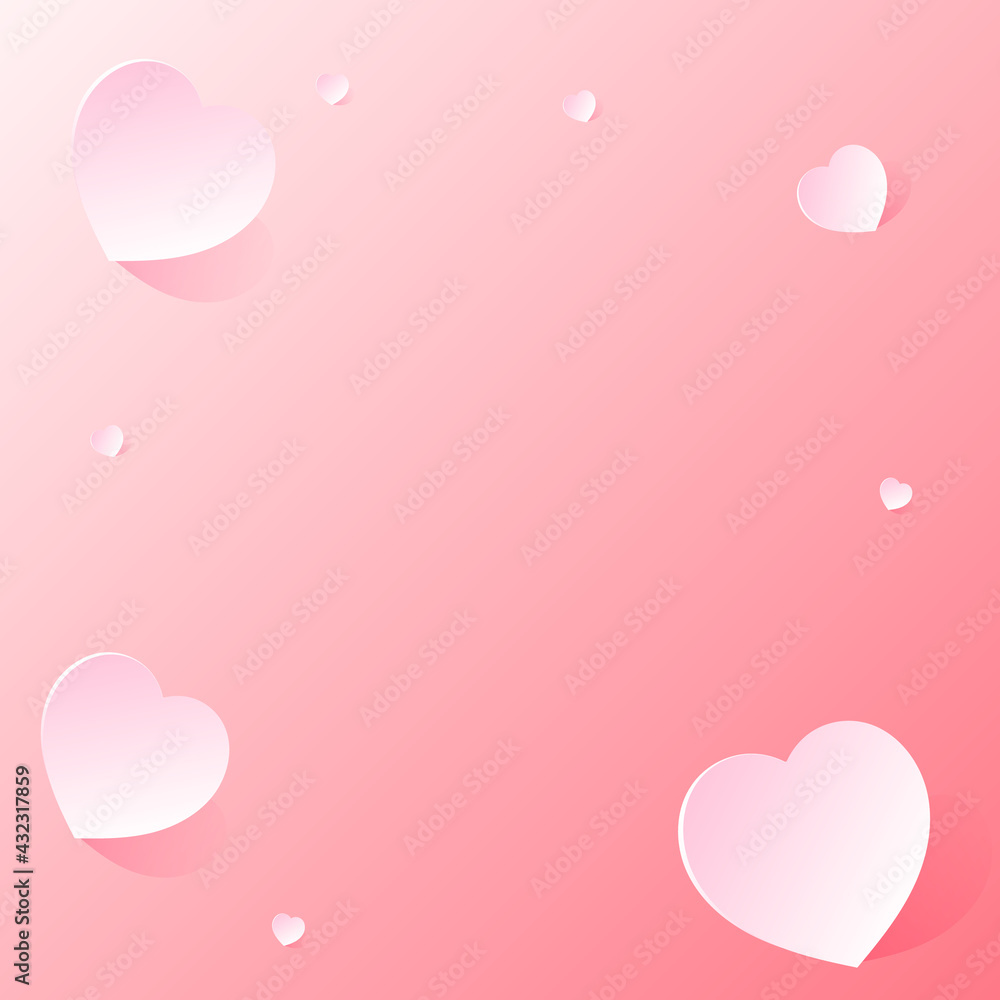 Pink background vector with heart frame , Vector illustration EPS 10