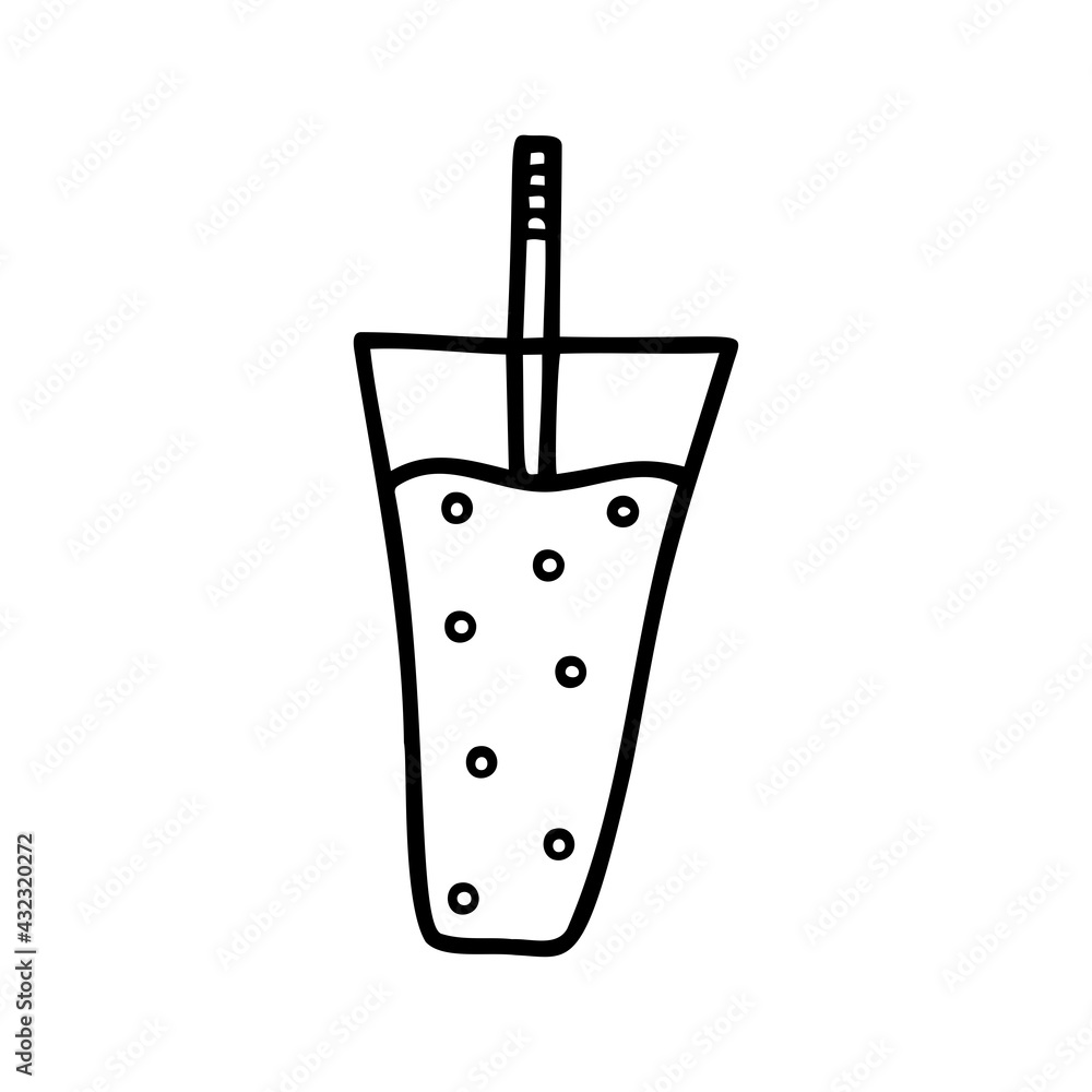 Hand drawn glass with drink, cocktail isolated on a white background. Doodle, simple outline illustration. It can be used for decoration of textile, paper. Hand drawn glass with drink, cocktail isolated on a white background. Doodle, simple outline illustration. It can be used for decoration of textile, paper.