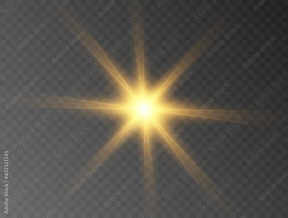 A bright yellow star explodes on a transparent background. A bright yellow star explodes on a transparent background.