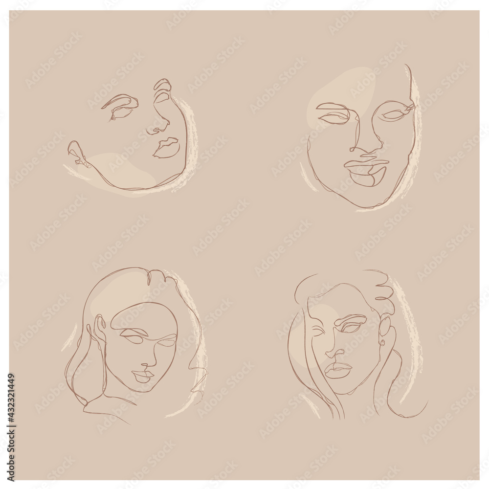 Attractive female silhouette chalk collections.One line drawing faces. Pretty faces. Flirts. Aesthetic concept. Beauty minimalist.Avant garde style illustrations.Trendy vector silhouette Attractive female silhouette chalk collections.One line drawing faces. Pretty faces. Flirts. Aesthetic concept. Beauty minimalist.Avant garde style illustrations.Trendy vector silhouette