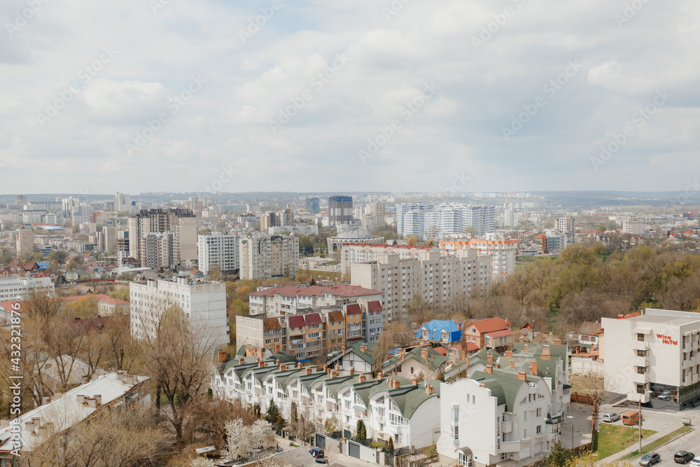 urban top view of the Chisinou town. Moldova. High quality photo