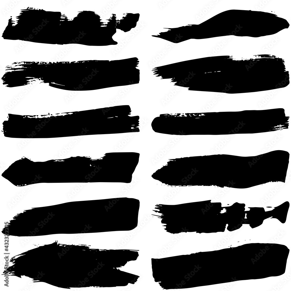 Collection of paint splash. Vector set of brush strokes. Isolated on white background. Grunge strokes
Collection of paint splash. Vector set of brush strokes. Isolated on white background. Grunge strokes