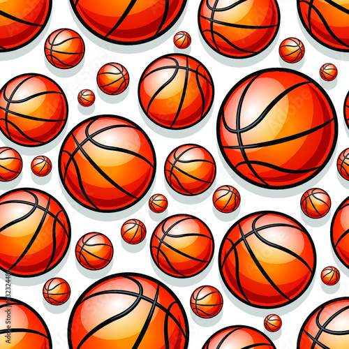 Basketball balls seamless pattern design vector illustration. Ideal for wallpaper, cover, wrapping paper, packaging, textile design and any kind of decoration