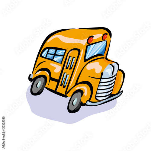 Illustration of school kids riding yellow schoolbus transportation education in EPS10