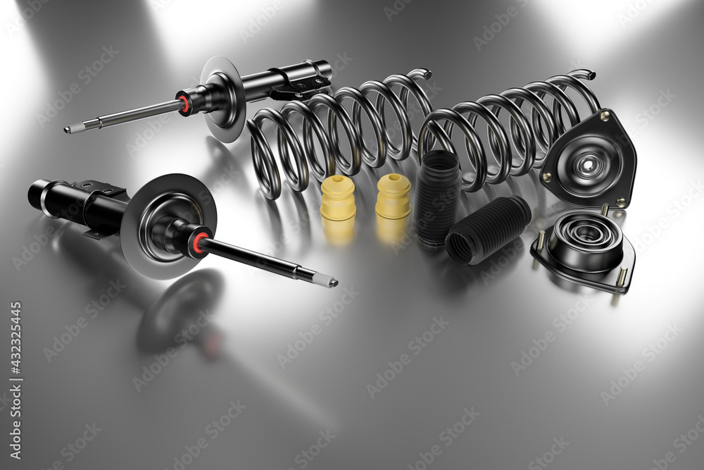 Fotografie Passenger car Shock Absorber with dust cap, buffer mounting and strut mounting