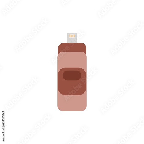 Flash drive (USB memory) with micro usb icon Flat illustration