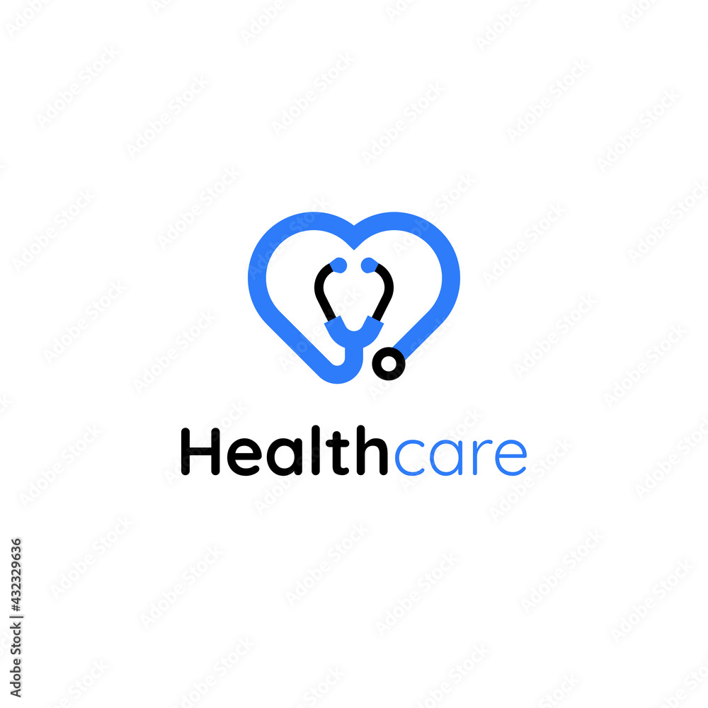 Phonendoscope Stethoscope Medical Health Care Logo Heart