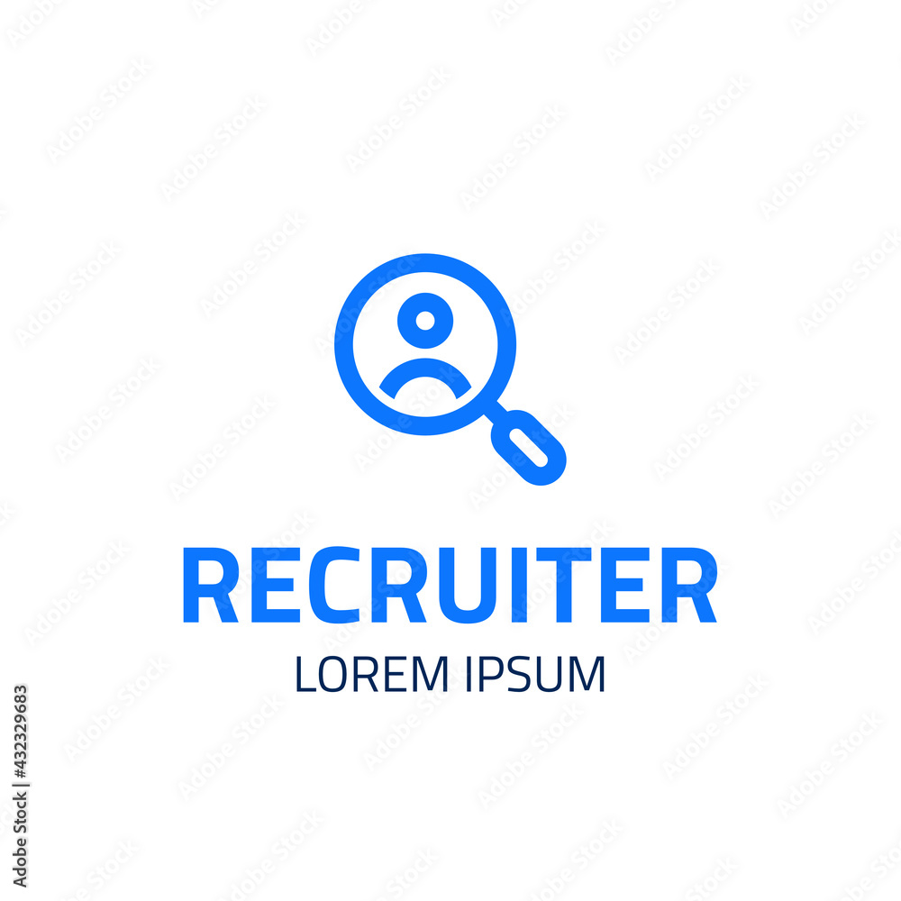 Obraz premium Recruiter Recruitment Vector Logo Magnifying Glass