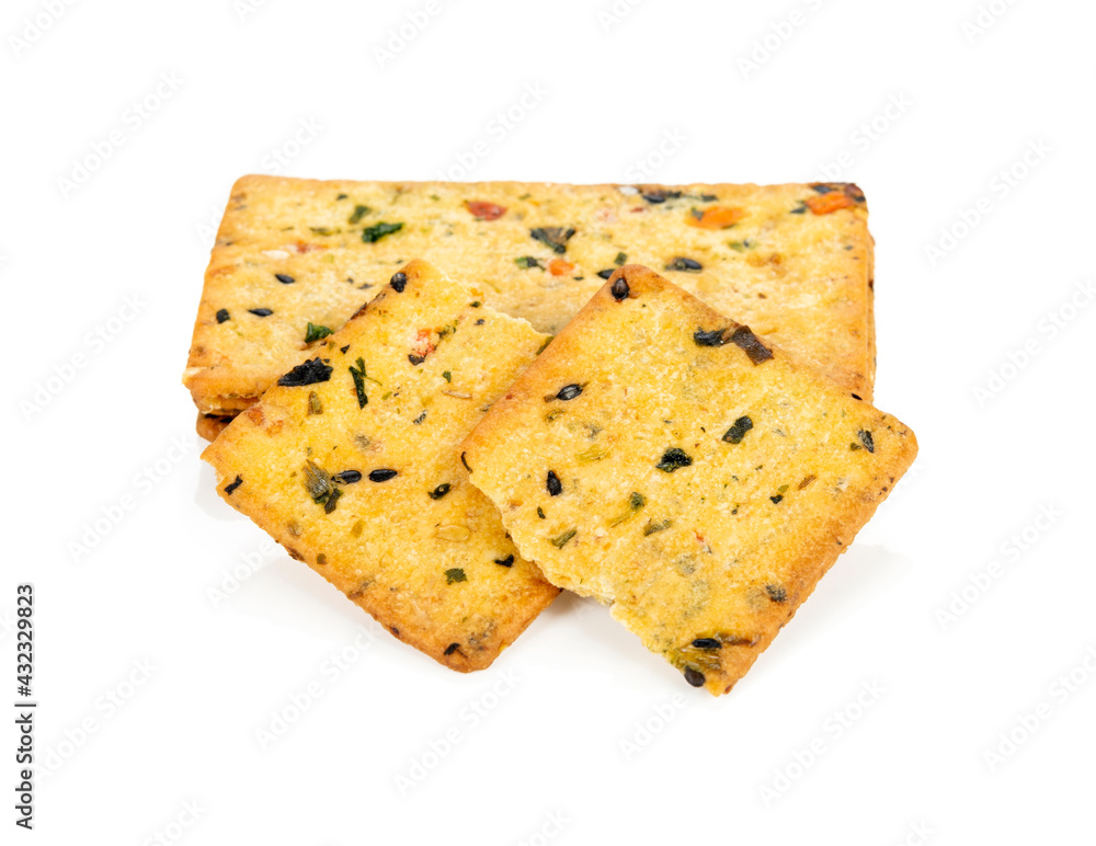 healthy whole wheat cracker on white background