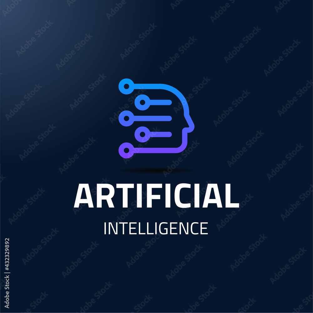 Vector Logo Artificial Intelligence Human Head Digital Circuit Minimal Vector Logo Artificial Intelligence Human Head Digital Circuit Minimal