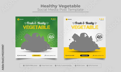 Fresh and healthy vegetable sale social media post and Instagram post template