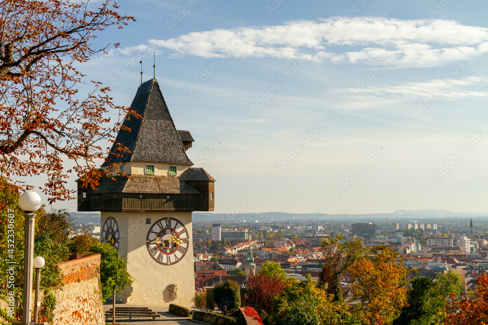 Old city Graz in Austria - Grazer Uhrturm