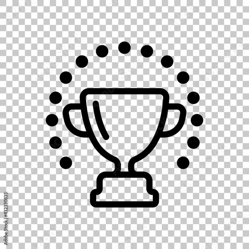 Trophy cup of winner, champion prize. Black editable linear symbol on transparent background