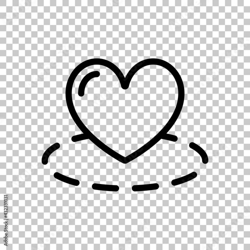 Map and heart, favorite addresses, loved places. Black editable linear symbol on transparent background