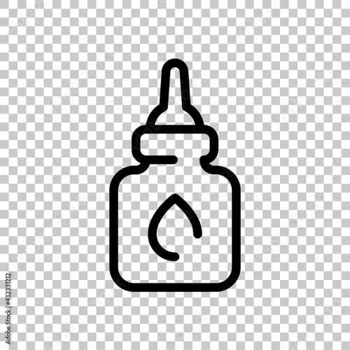 Eye or nasal drops, dropper, medical icon. Black editable linear symbol on transparent background