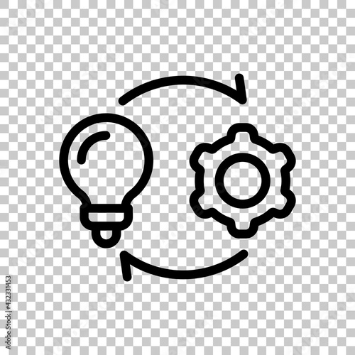 Process of implementation, business icon. Black editable linear symbol on transparent background