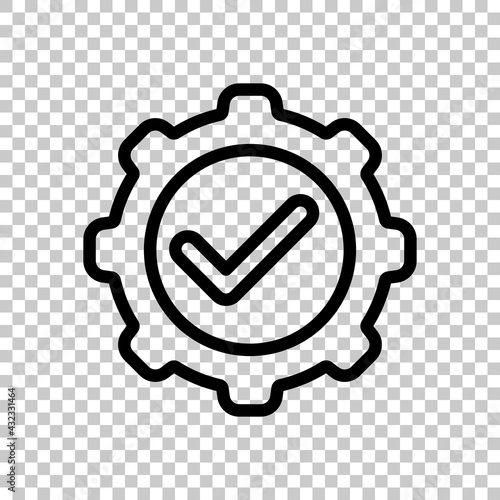 Execution process, implement ideas, gear icon. Black editable linear symbol on transparent background