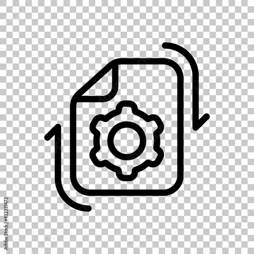 Execution process, implement ideas, gear icon. Black editable linear symbol on transparent background