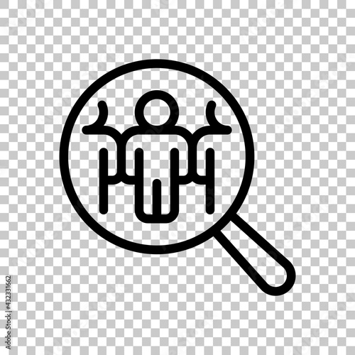 Human Resource, recruit to a job, search experts, talent people, business icon. Black editable linear symbol on transparent background