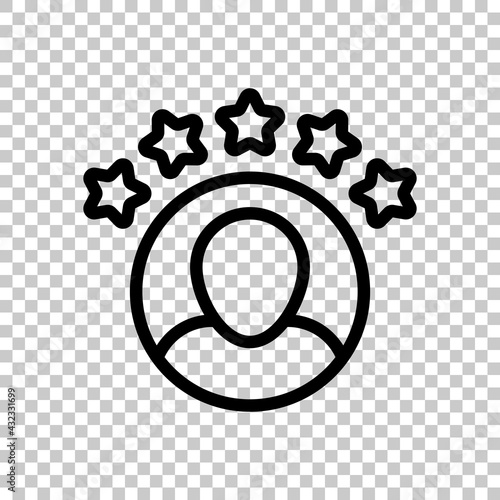 Customer satisfaction, rate of service, client experience, business icon. Black editable linear symbol on transparent background