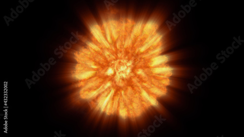 fire flame ball explosion in space  illustration