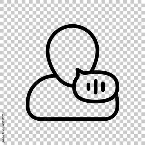 Voice command, speaking person, simple icon. Black editable linear symbol on transparent background