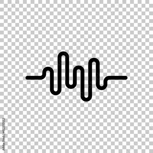 Sound wave, simple icon. Black editable linear symbol on transparent background