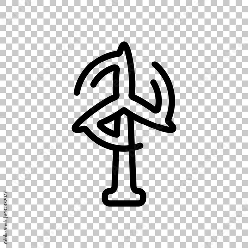 Wind turbine, green energy, ecology technology, simple icon. Black editable linear symbol on transparent background