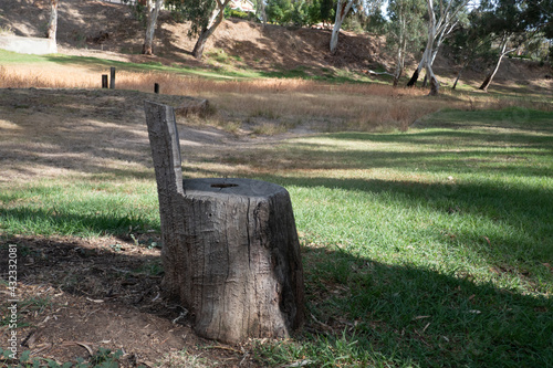 Hand sculptured seat in dead mans park gawler photo