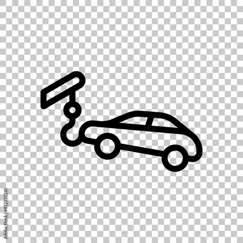 Car towing Truck, service for drivers, simple icon. Black editable linear symbol on transparent background