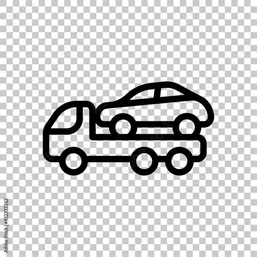 Car towing Truck, service for drivers, simple icon. Black editable linear symbol on transparent background