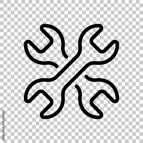 Service tools, wrench and screwdriver, repair instruments, simple icon. Black editable linear symbol on transparent background