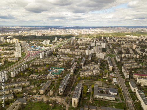 Residential buildings in Kiev. Aerial drone view. © Sergey