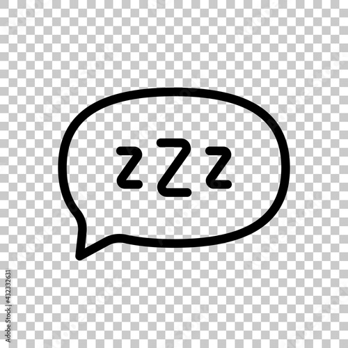 Zzz text, sign of sleep, simple icon. Black editable linear symbol on transparent background