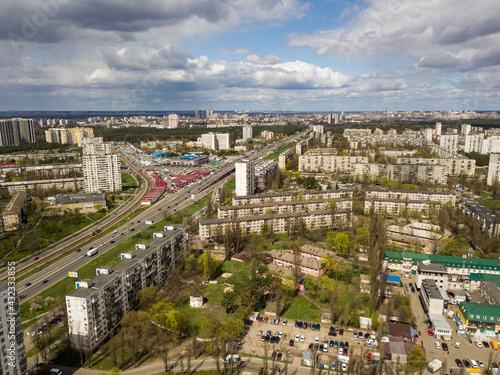 Residential buildings in Kiev. Aerial drone view. © Sergey