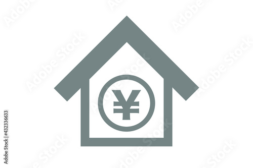 日本円記号と住宅　ベクターイラスト