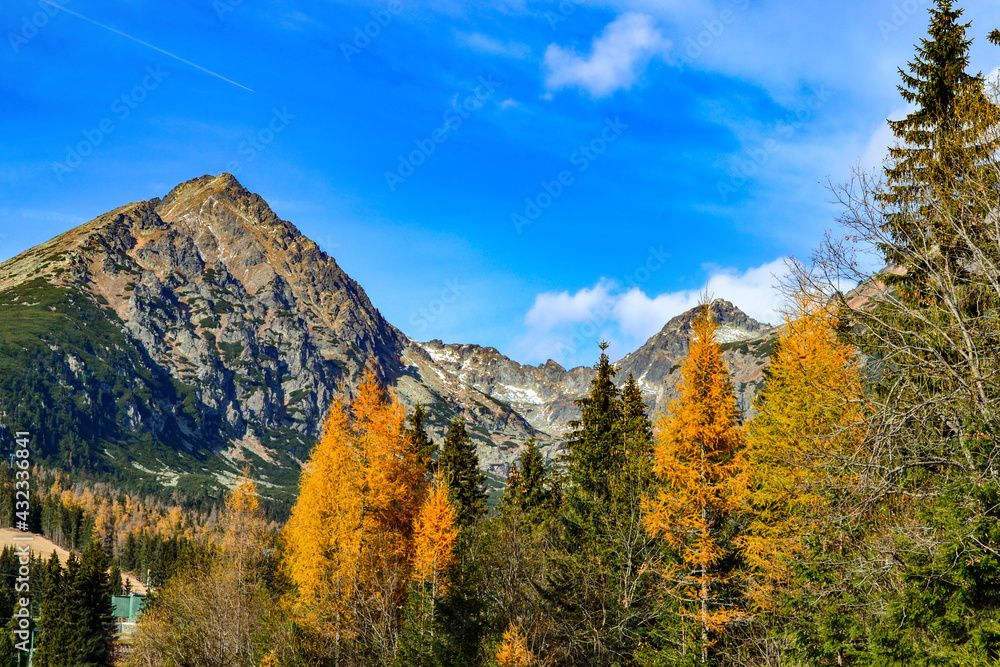 Slovakia. High Tatras mountains. Beautiful landscape on a sunny October day