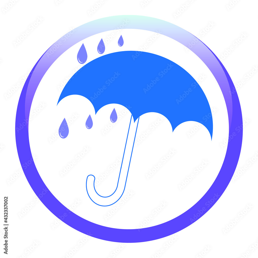 Image of an umbrella with six raindrops as a symbol of protection and shelter Image of an umbrella with six raindrops as a symbol of protection and shelter