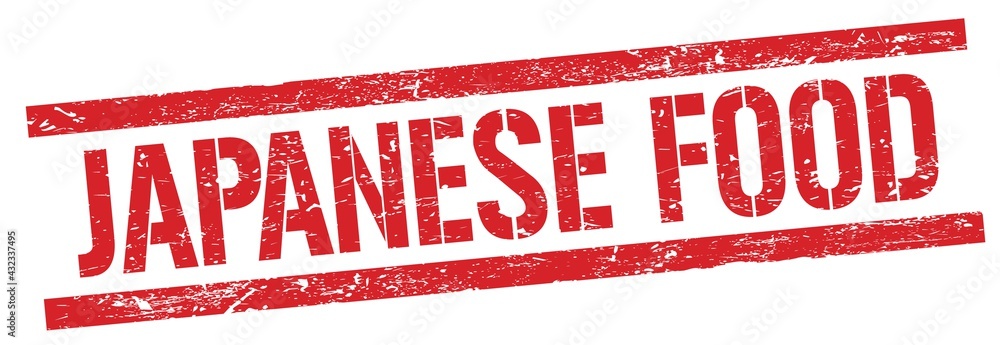 JAPANESE FOOD text on red grungy rectangle stamp. JAPANESE FOOD text on red grungy rectangle stamp.