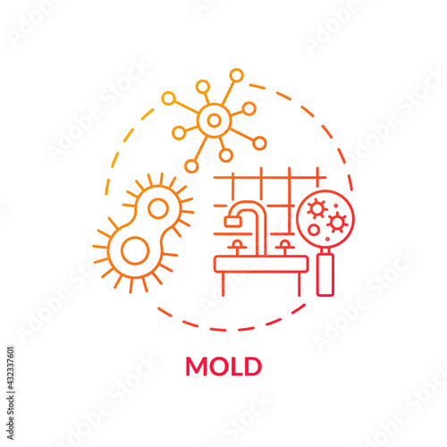 Mold concept icon. Indoor air pollution idea thin line illustration. Toxic substances. Bacteria and viruses. Flooding, leaks. Respiratory problems. Vector isolated outline RGB color drawing