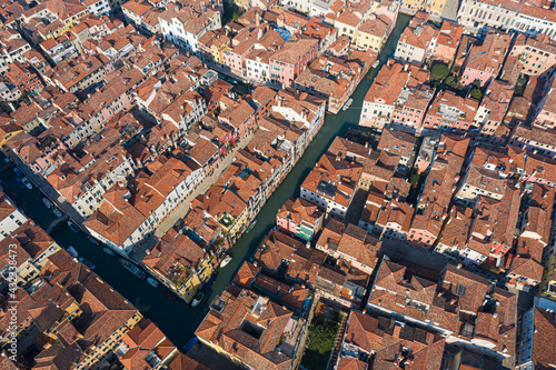 Top view of the old venitian roofs, Venice, Italy