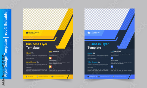 Business Flyer Design Template. Modern flyer design. Simple flyer design. Corporate flyer design. Business flyer blue, business flyer yellow, business brochure, business flyer red