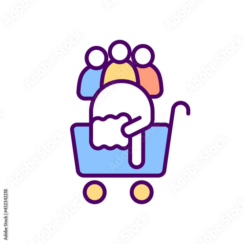 Unsatisfied buyers RGB color icon. Unhappy customers. Impact on brand reputation. Negative feedback. Poor consumers service. Problems with buying and selling. Isolated vector illustration