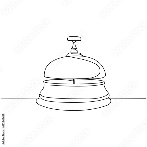 Continuous one line of reception bell in silhouette. Linear stylized. Minimal style.